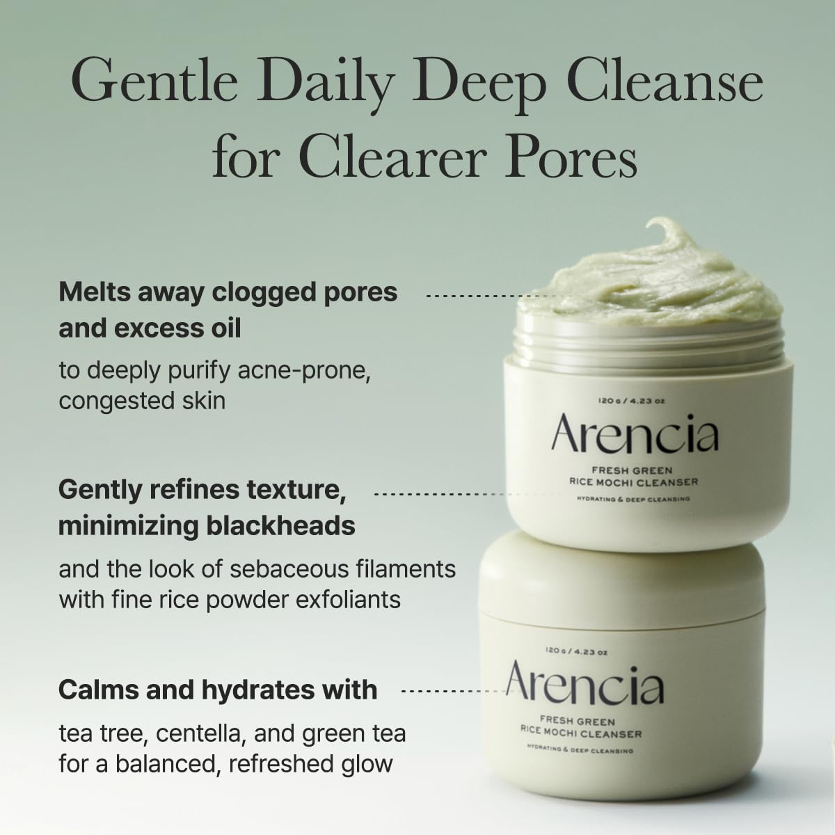 ARENCIA Korean Rice Mochi Limpiador facial y exfoliante diario
