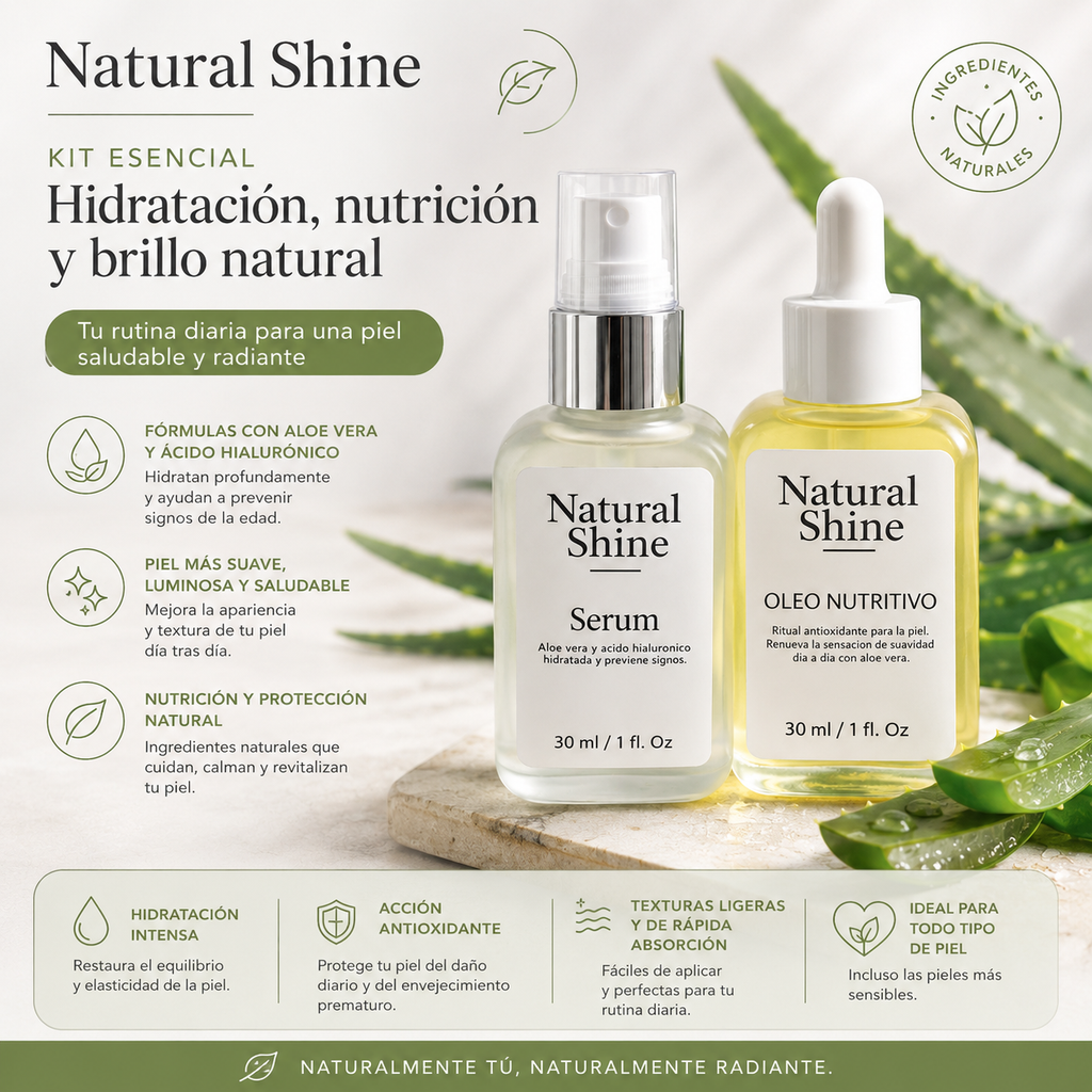 Kit X3 Natural Shine – Limpia, Hidrata y Nutre tu Piel