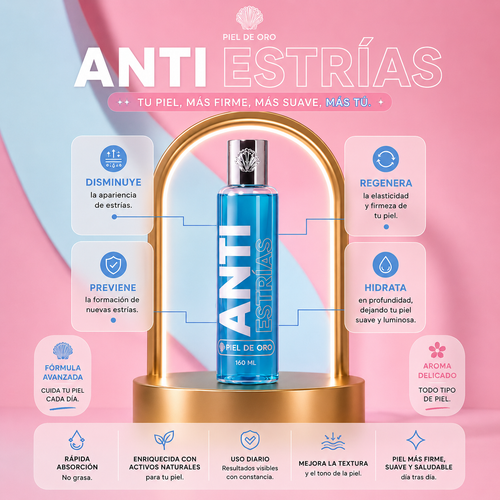 Aceite Anti Estrías Piel de Oro – Reduce, Regenera e Hidrata