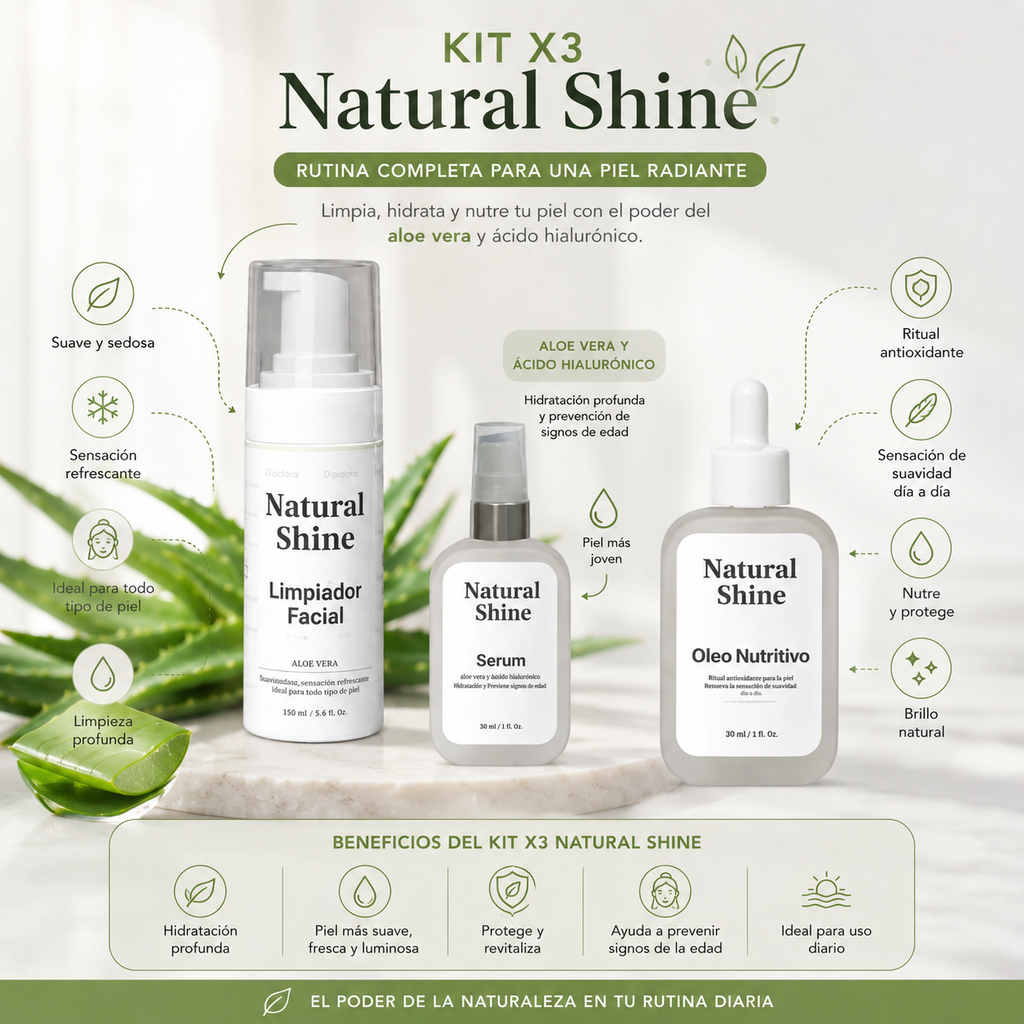 Kit X3 Natural Shine – Limpia, Hidrata y Nutre tu Piel